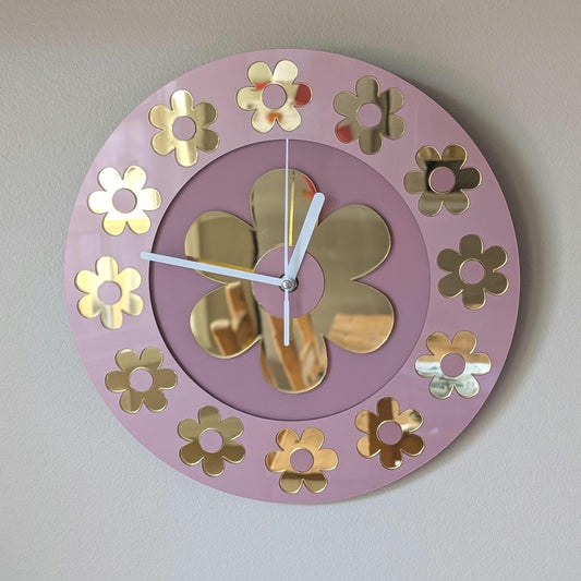 Retro Vintage 1970s Inspired Daisy Wall Clock - Funky Wall Clock - Retro Clock - Flower Power - Nursery Clock - Kitchen Clock - Flower Clock