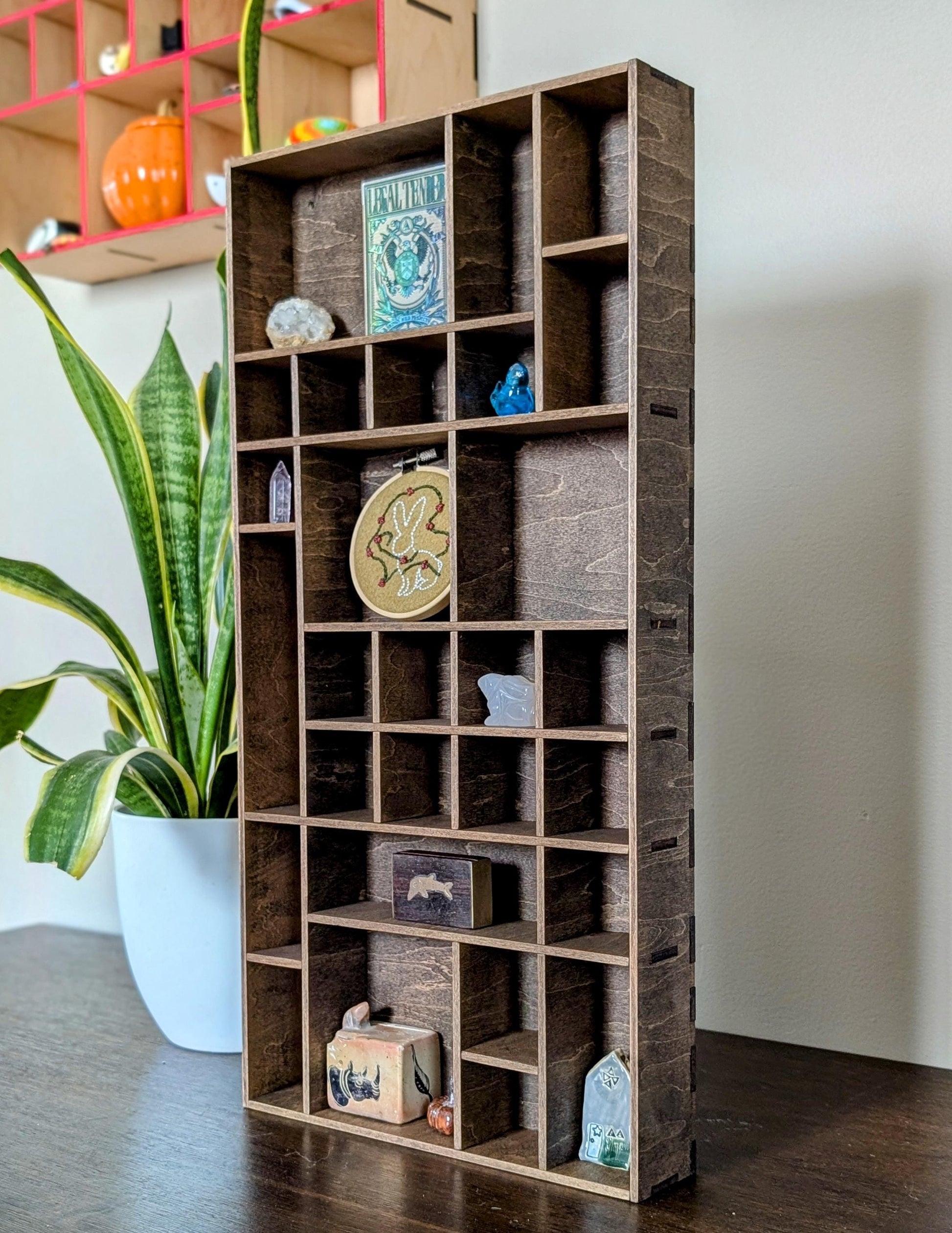 Shadow Box Wooden Display Shelf - Wall Cubby Shelf - Multiple Compartment Sizes - #37 - Trinket Shelf - Curio Cabinet