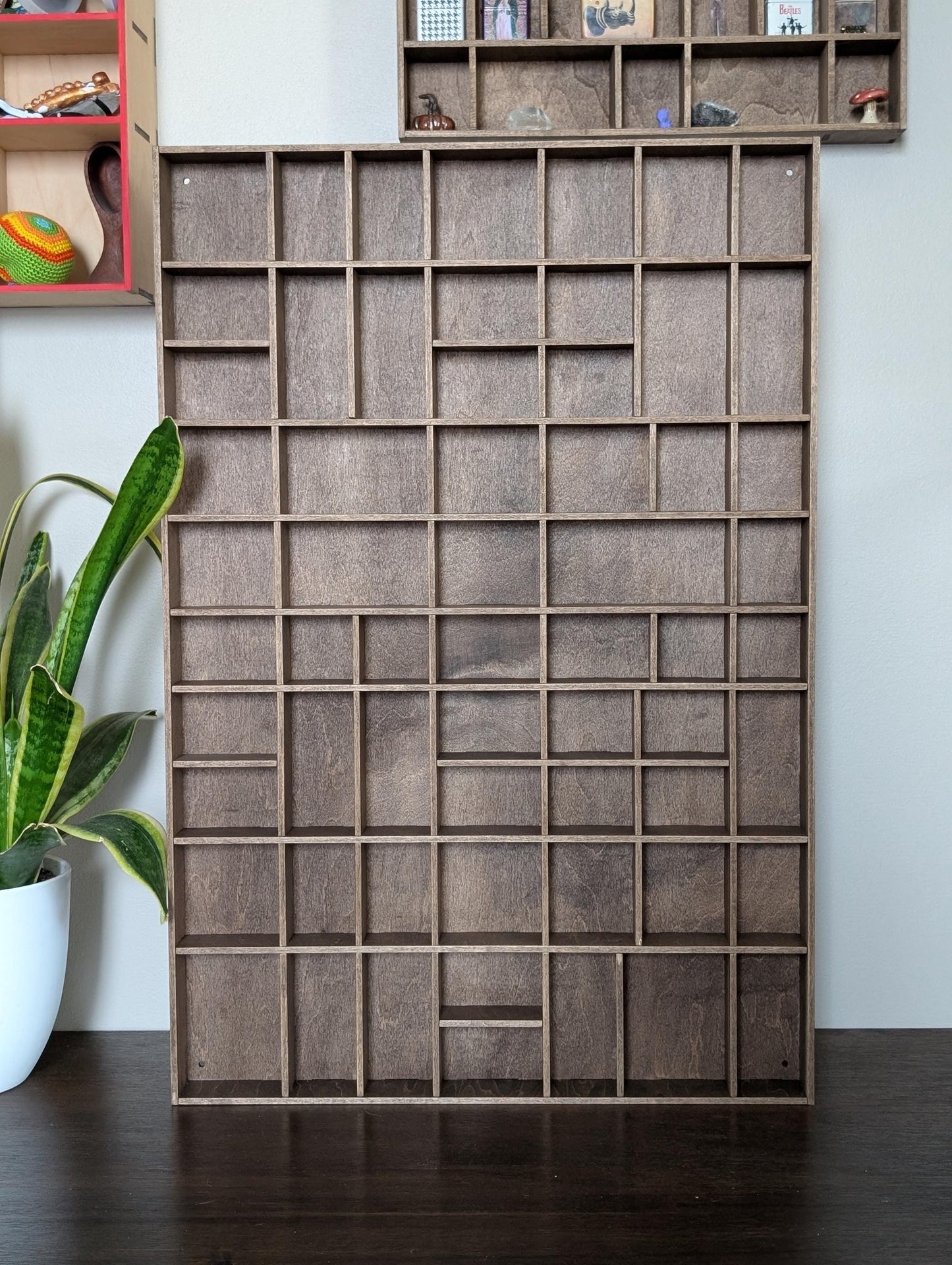 Shadow Box Wooden Display Shelf - Wall Cubby Shelf - Multiple Compartment Sizes - #12 - Trinket Shelf - Curio Cabinet