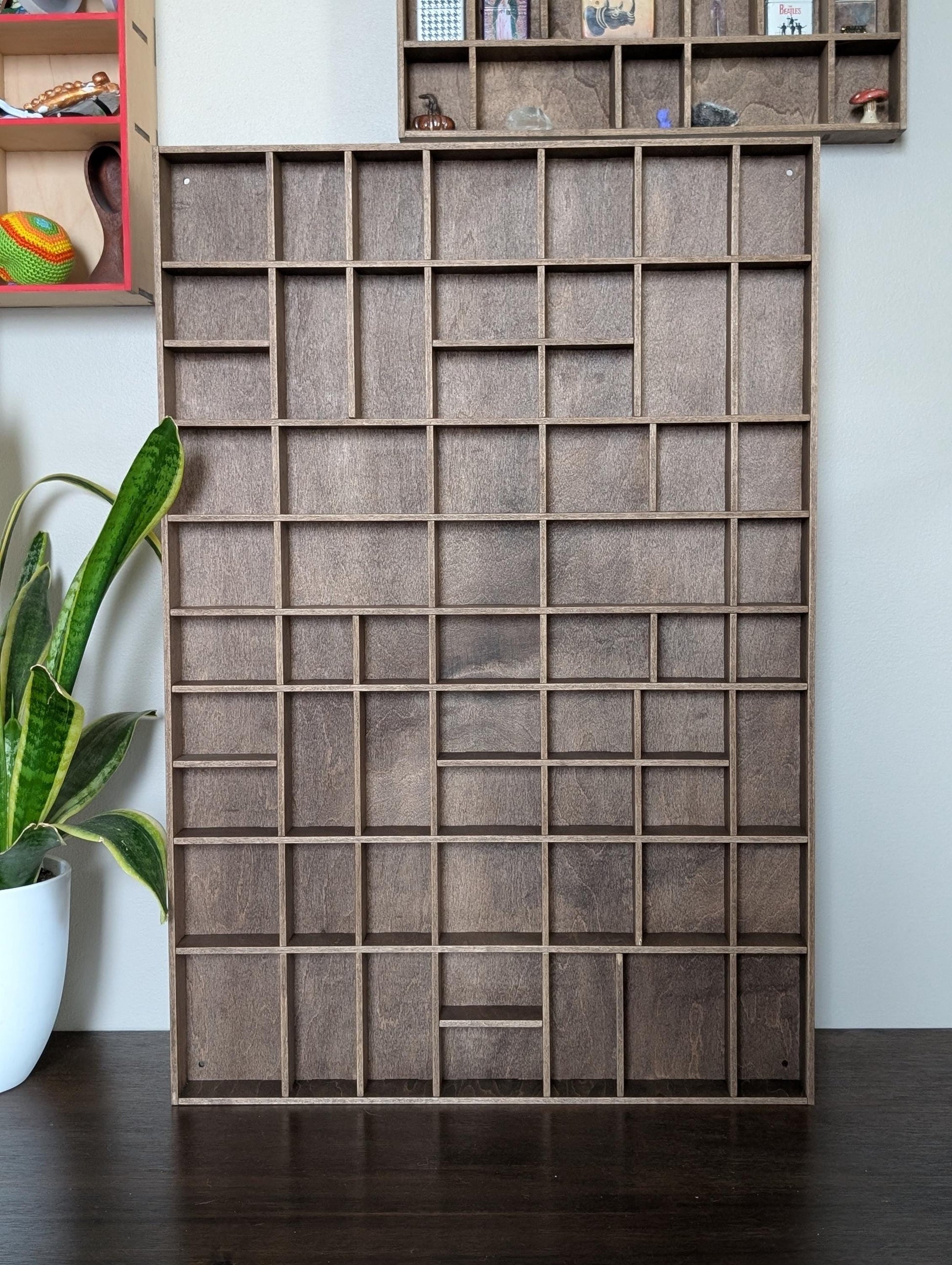 Shadow Box Wooden Display Shelf - Wall Cubby Shelf - Multiple Compartment Sizes - #12 - Trinket Shelf - Curio Cabinet