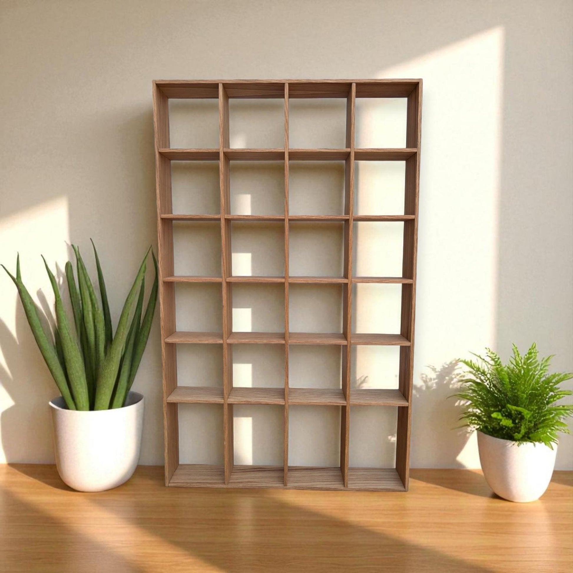 24 Compartment Wooden Display Shelf - 4x4 - Trinket Shelf - Curio Cabinet