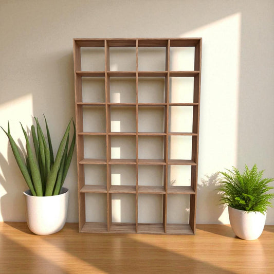24 Compartment Wooden Display Shelf - 4x4 - Trinket Shelf - Curio Cabinet