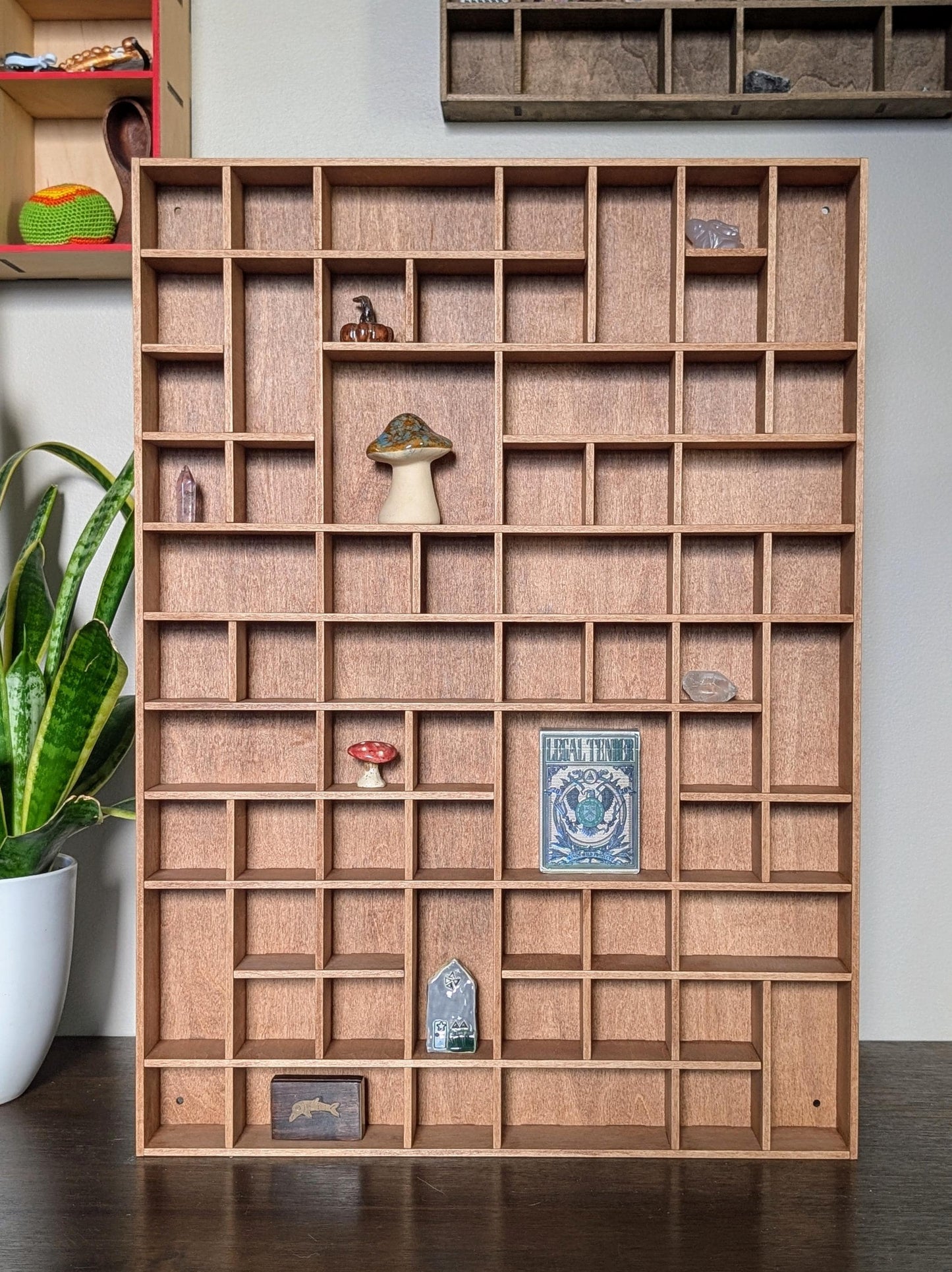 Shadow Box Wooden Display Shelf - Wall Cubby Shelf - Multiple Compartment Sizes - #35 - Trinket Shelf - Curio Cabinet