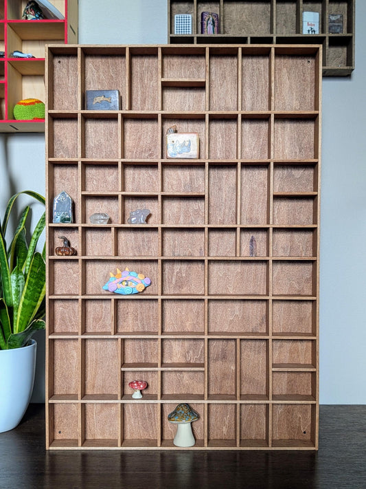 Shadow Box Wooden Display Shelf - Wall Cubby Shelf - Multiple Compartment Sizes - #12 - Trinket Shelf - Curio Cabinet