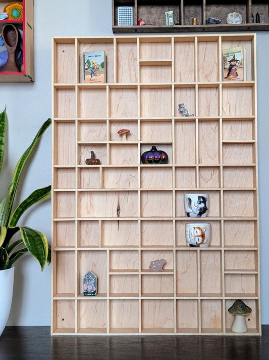 Shadow Box Wooden Display Shelf - Wall Cubby Shelf - Multiple Compartment Sizes - #12A - Trinket Shelf - Curio Cabinet
