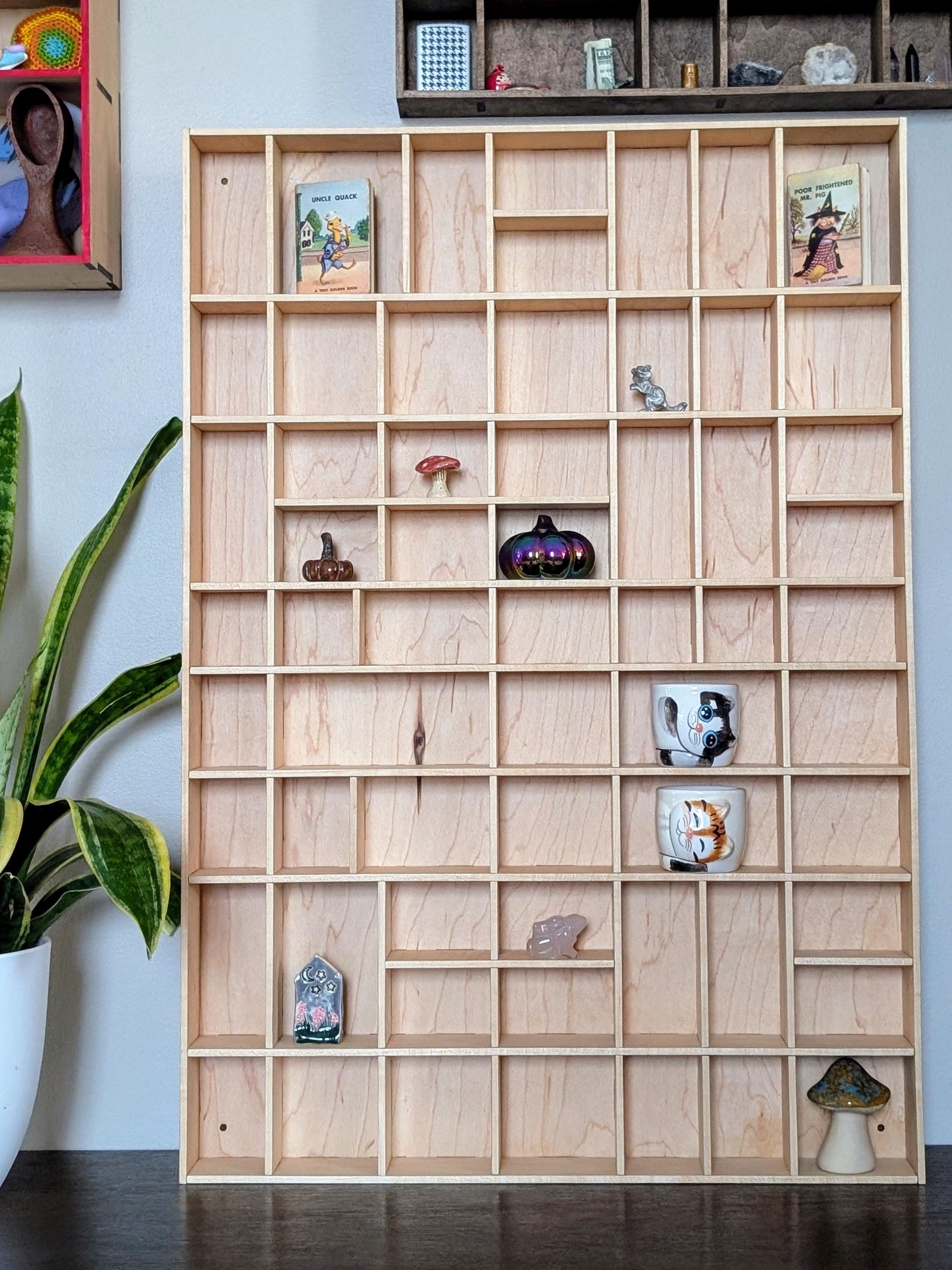 Shadow Box Wooden Display Shelf - Wall Cubby Shelf - Multiple Compartment Sizes - #12A - Trinket Shelf - Curio Cabinet