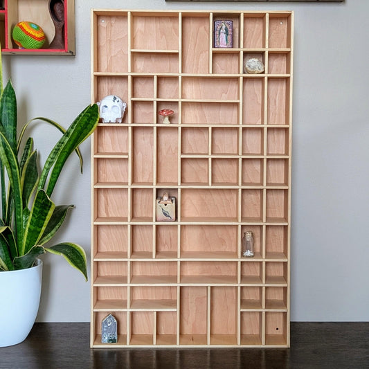 Shadow Box Wooden Display Shelf - Wall Cubby Shelf - Multiple Compartment Sizes - #18 - Trinket Shelf - Curio Cabinet