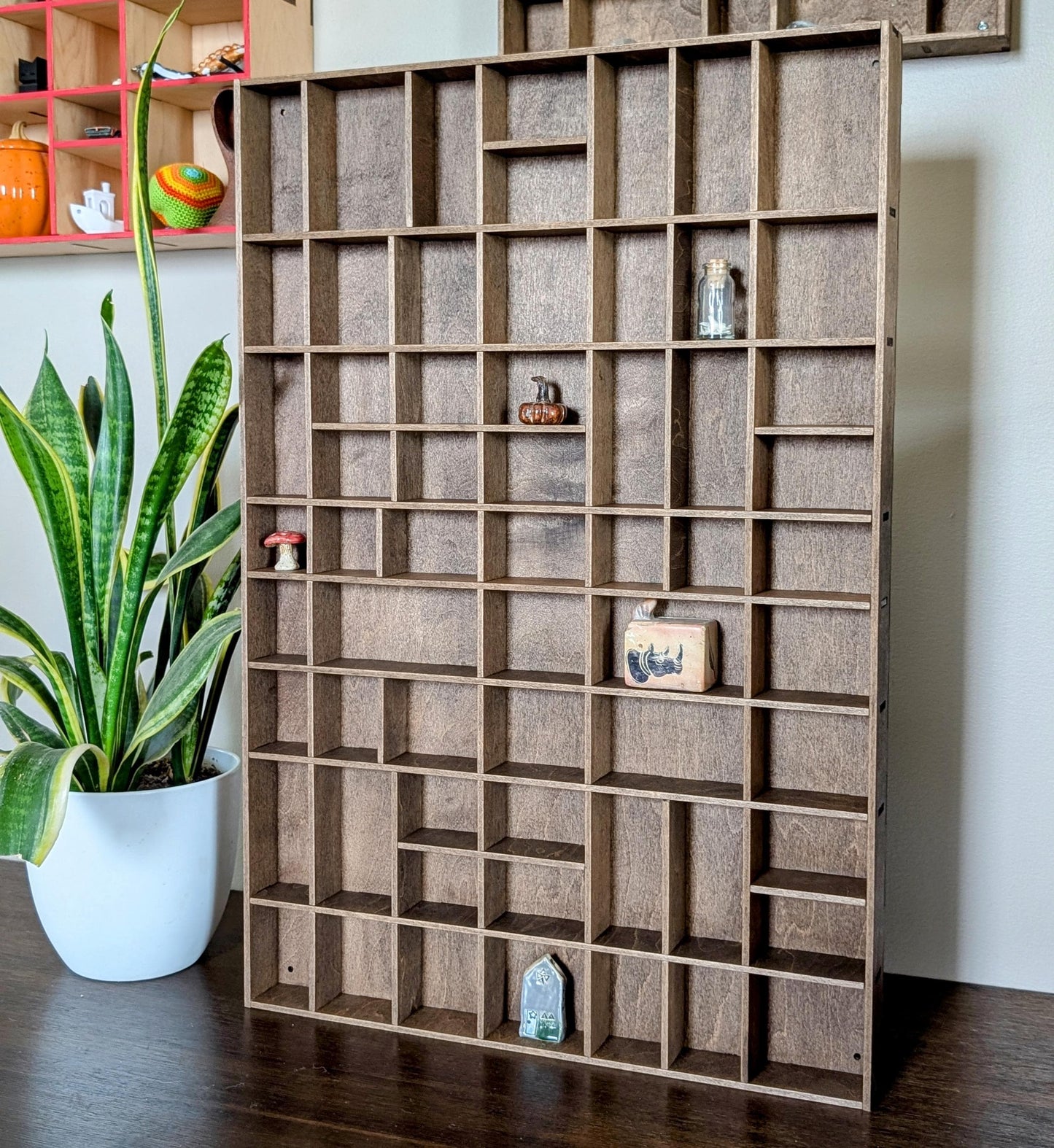 Shadow Box Wooden Display Shelf - Wall Cubby Shelf - Multiple Compartment Sizes - #12 - Trinket Shelf - Curio Cabinet