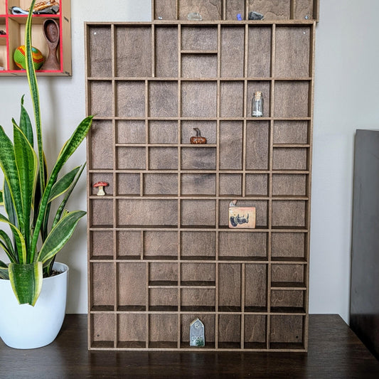 Shadow Box Wooden Display Shelf - Wall Cubby Shelf - Multiple Compartment Sizes - #12 - Trinket Shelf - Curio Cabinet