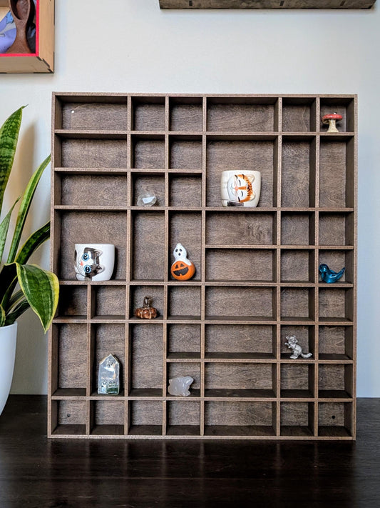 Shadow Box Wooden Display Shelf - Wall Cubby Shelf - Multiple Compartment Sizes - #29 - Trinket Shelf - Curio Cabinet