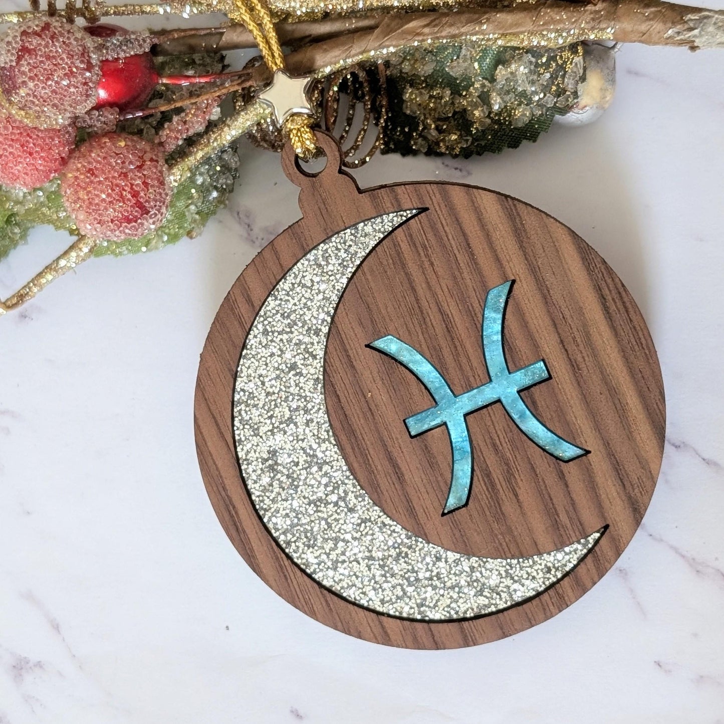 Personalized Scorpio Ornament | Walnut & Acrylic Zodiac Christmas Gift