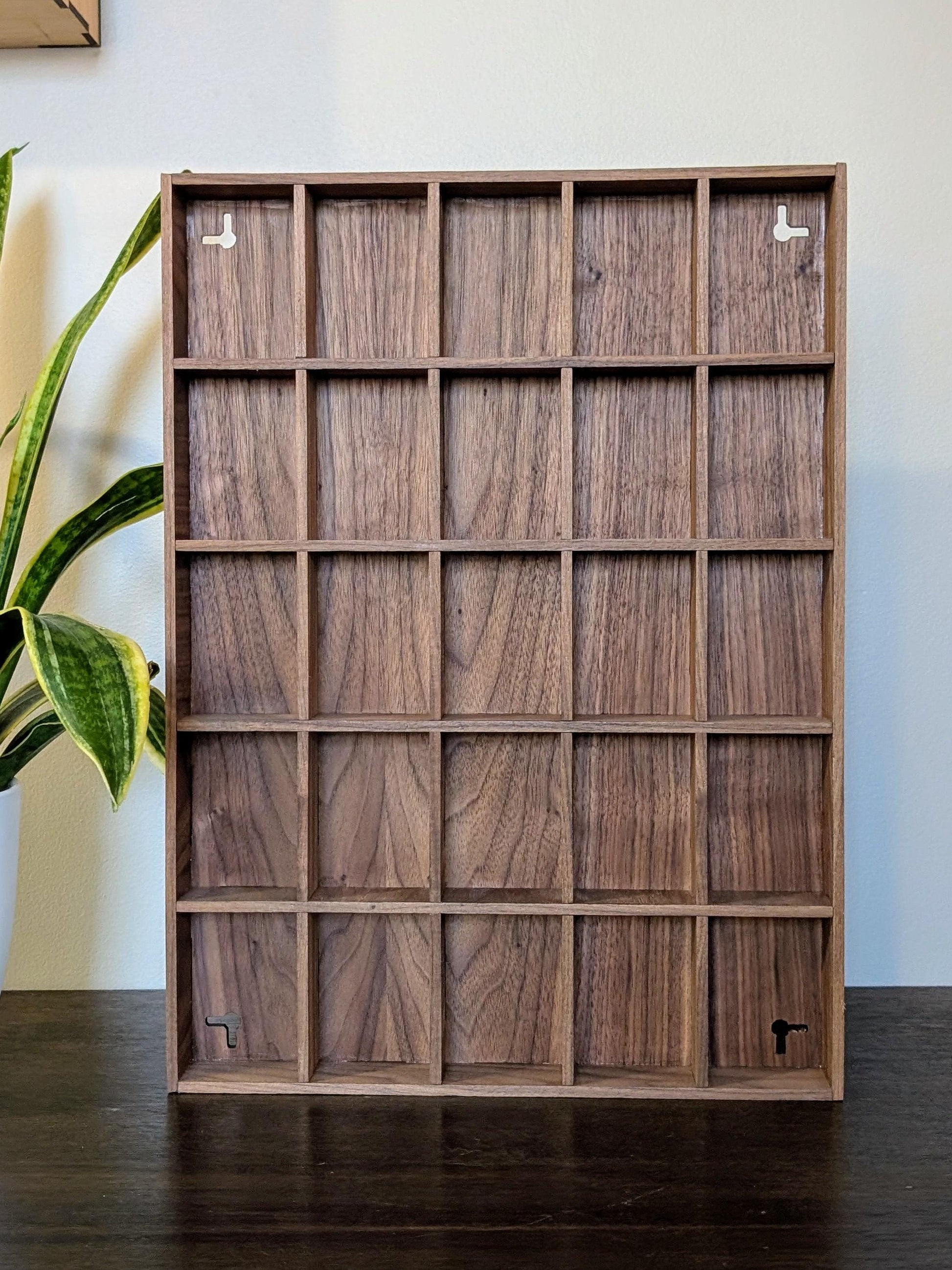 25 Compartment Wooden Display Shelf - 3.5x2.5 - Trinket Shelf - Curio Cabinet
