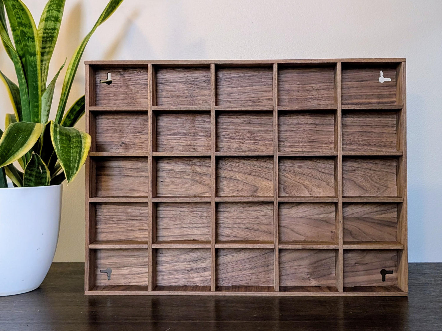 25 Compartment Wooden Display Shelf - 3.5x2.5 - Trinket Shelf - Curio Cabinet