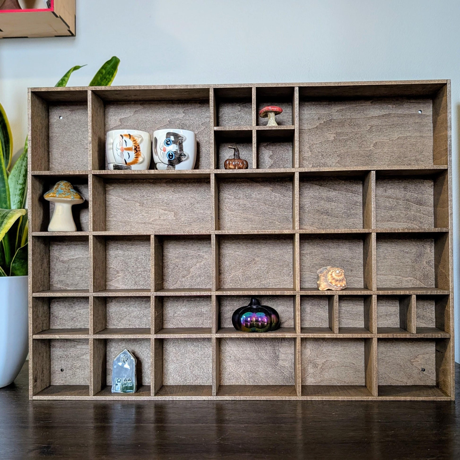 Shadow Box Wooden Display Shelf - Wall Cubby Shelf - Multiple Compartment Sizes - #7d - Trinket Shelf - Curio Cabinet