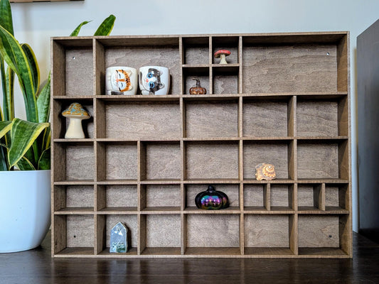Shadow Box Wooden Display Shelf - Wall Cubby Shelf - Multiple Compartment Sizes - #7d - Trinket Shelf - Curio Cabinet