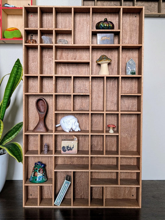 Shadow Box Wooden Display Shelf - Wall Cubby Shelf - Multiple Compartment Sizes - #18a - Trinket Shelf - Curio Cabinet