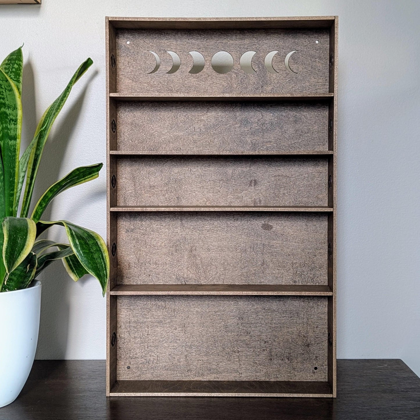Shadow Box Wooden Display Shelf - Wall Cubby Shelf - Moon Phase Shelf - Trinket Shelf - Curio Cabinet