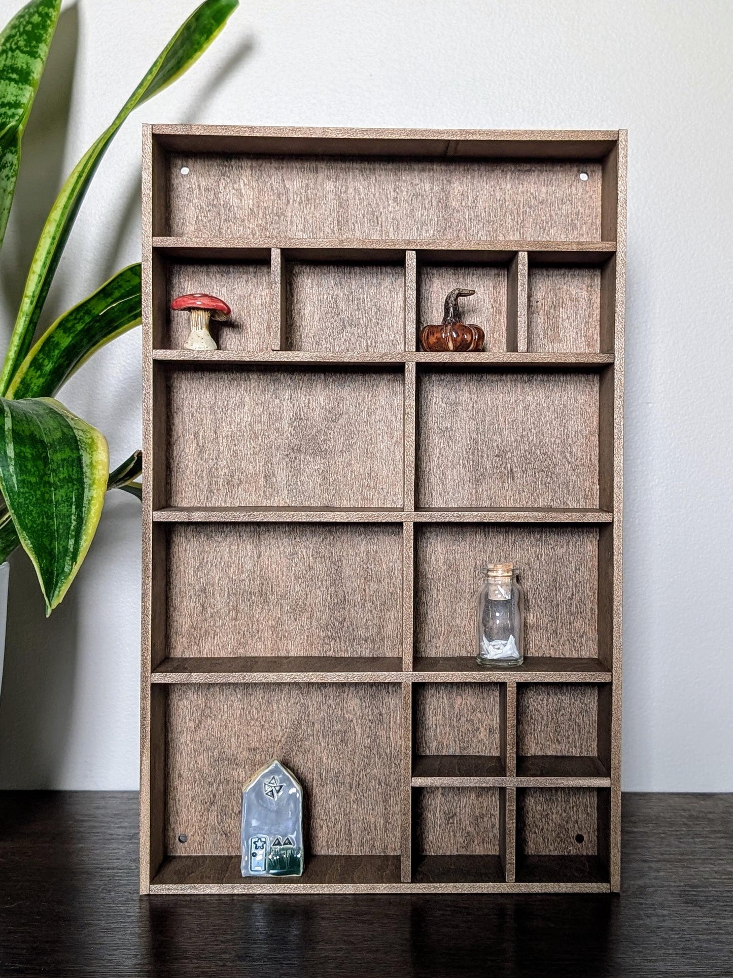 Shadow Box Wooden Display Shelf - Wall Cubby Shelf - Multiple Compartment Sizes - #4 - Trinket Shelf - Curio Cabinet