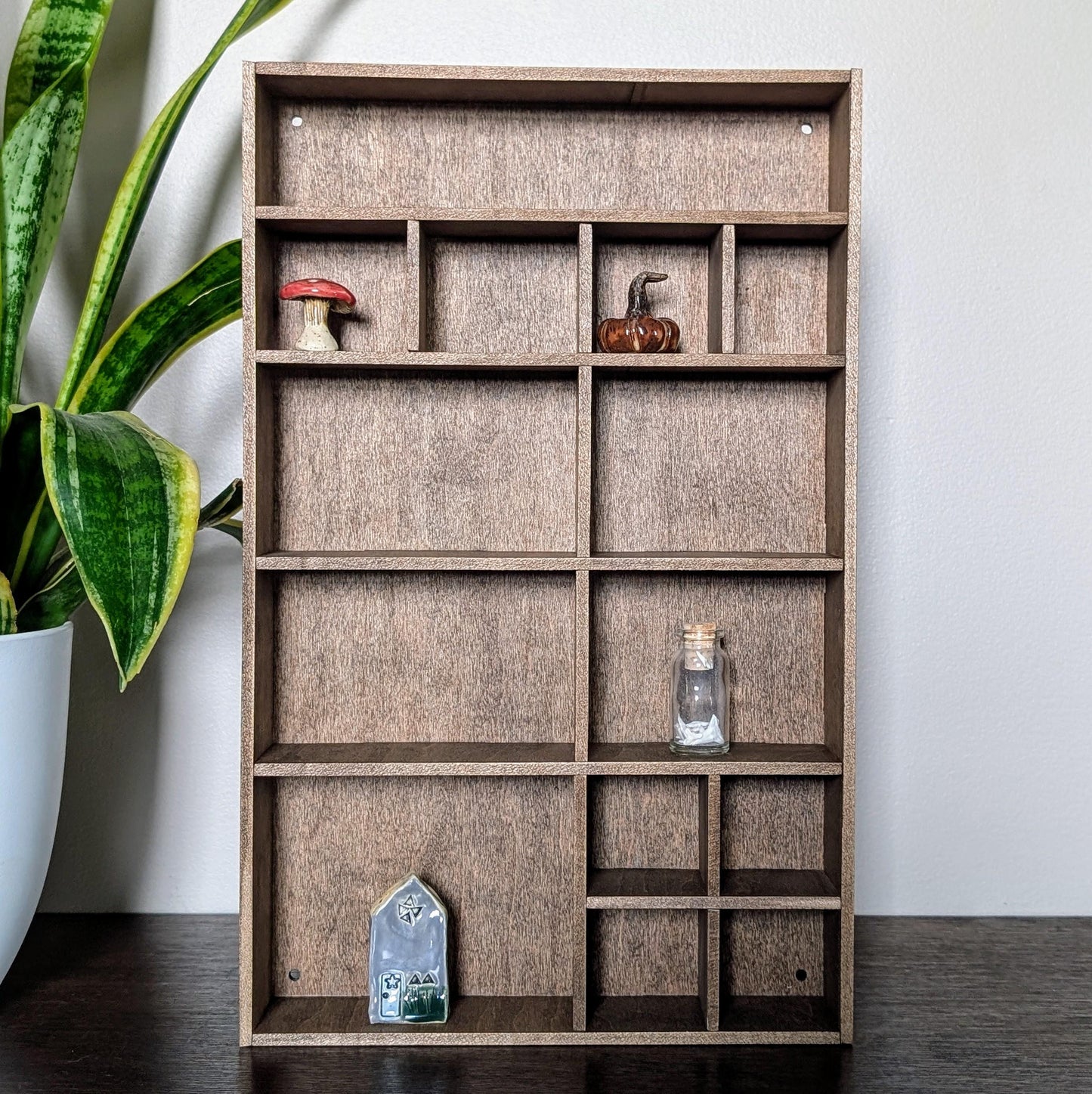 Shadow Box Wooden Display Shelf - Wall Cubby Shelf - Multiple Compartment Sizes - #4 - Trinket Shelf - Curio Cabinet