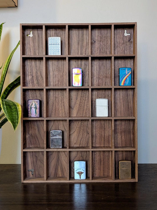 25 Compartment Wooden Display Shelf - 3.5x2.5 - Trinket Shelf - Curio Cabinet
