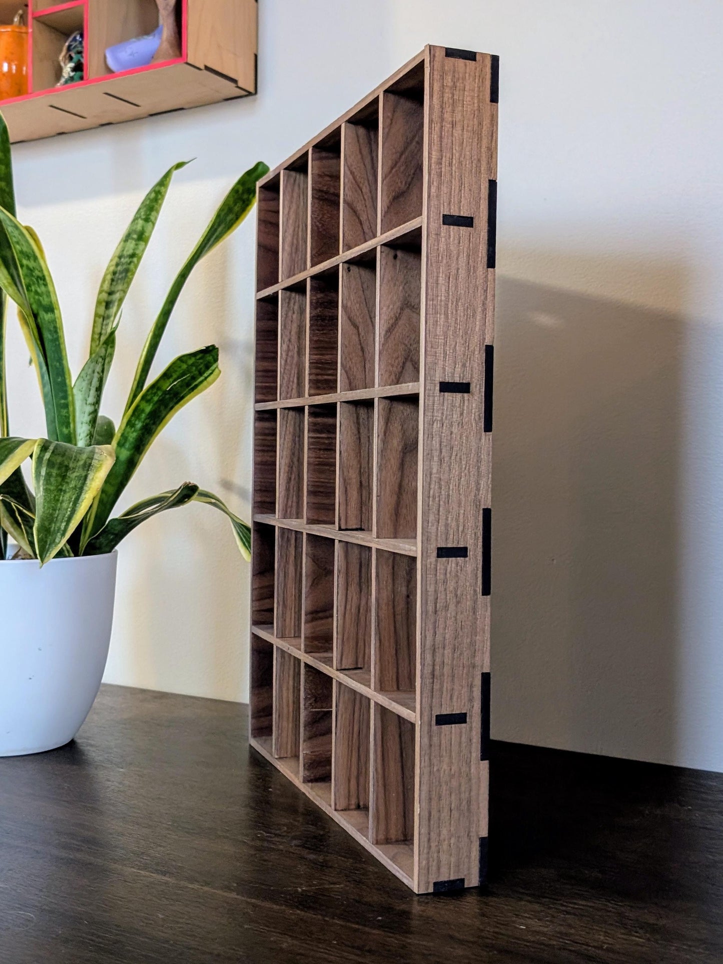 25 Compartment Wooden Display Shelf - 3.5x2.5 - Trinket Shelf - Curio Cabinet