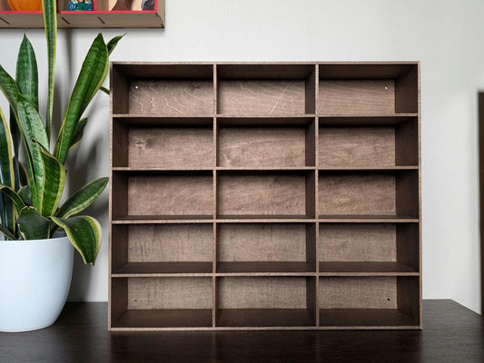 15 Compartment Wooden Display Shelf - 3.5x7 - Trinket Shelf - Curio Cabinet