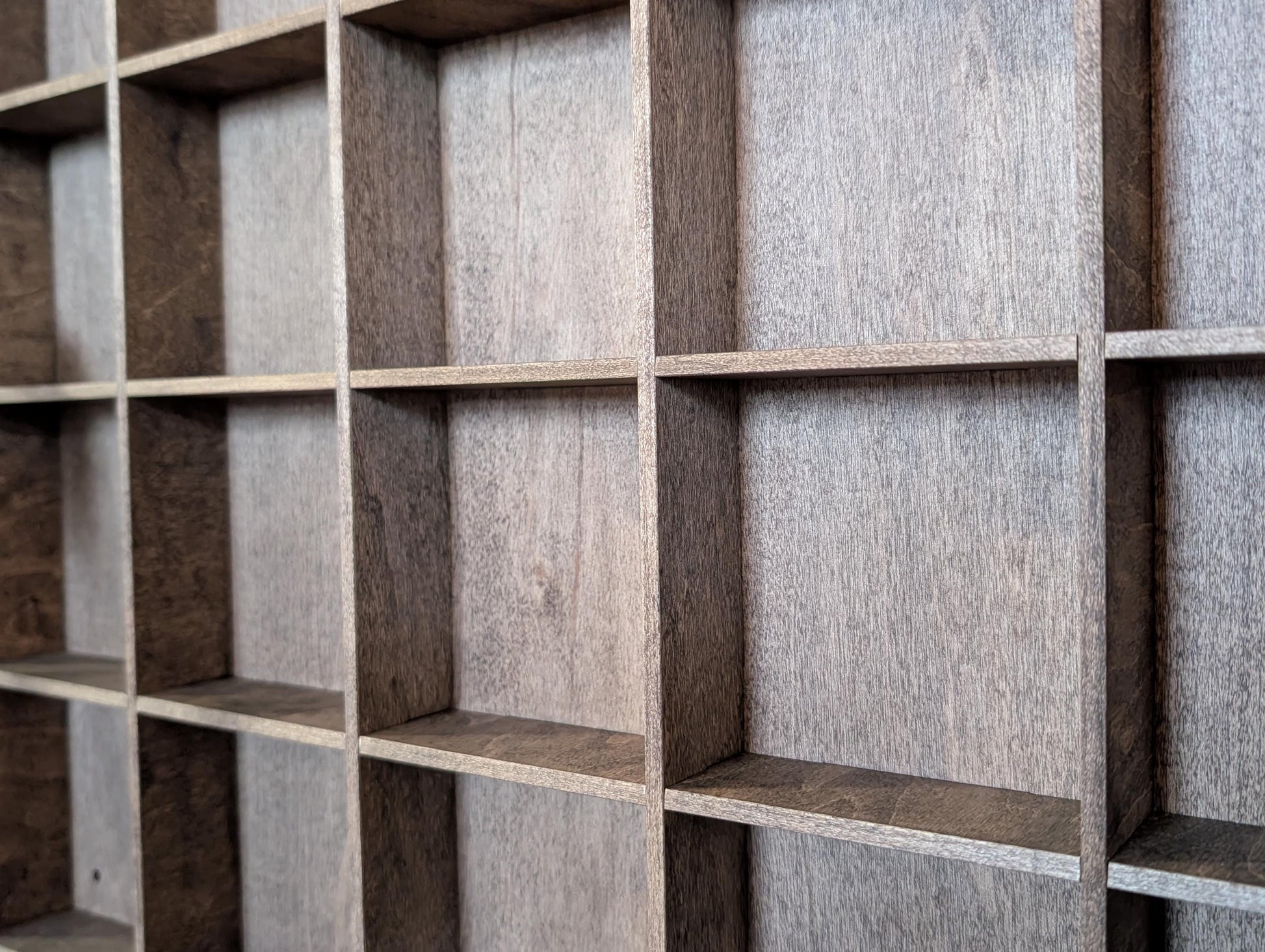 20 Compartment Wooden Display Shelf - 3.75x3.75 - Trinket Shelf - Curio Cabinet