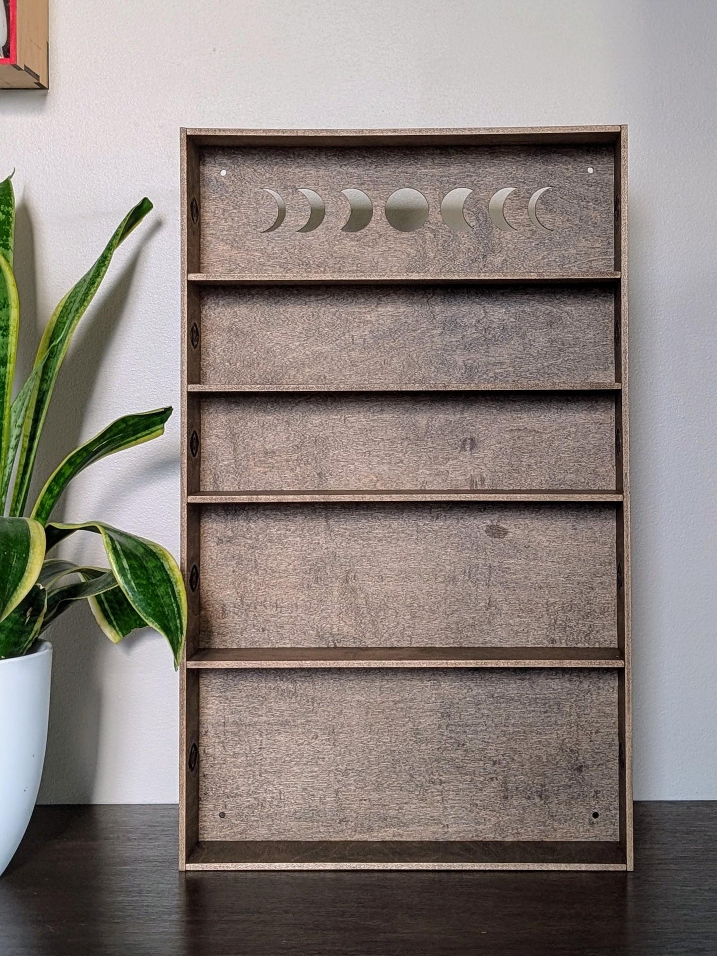 Shadow Box Wooden Display Shelf - Wall Cubby Shelf - Moon Phase Shelf - Trinket Shelf - Curio Cabinet