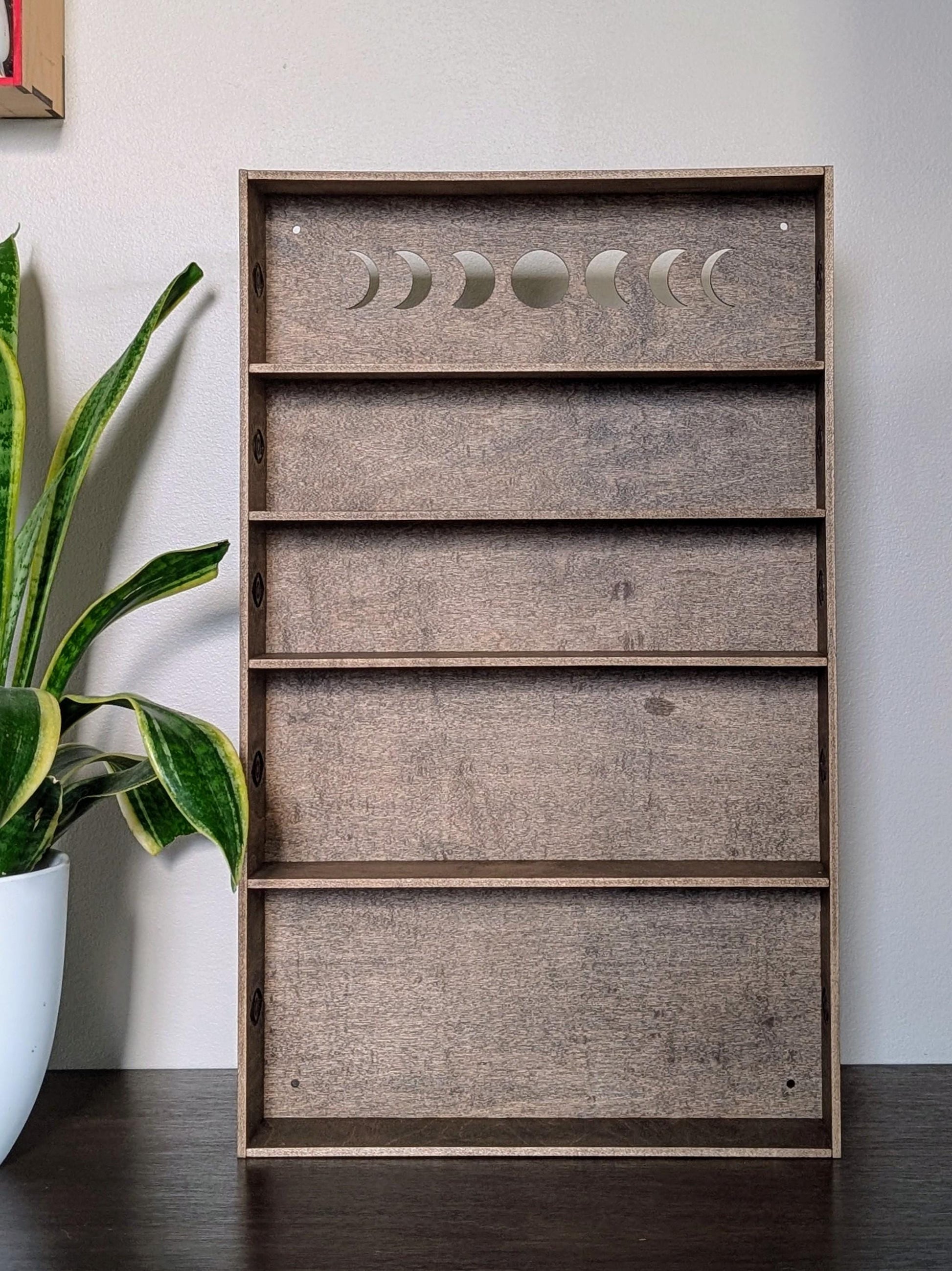 Shadow Box Wooden Display Shelf - Wall Cubby Shelf - Moon Phase Shelf - Trinket Shelf - Curio Cabinet