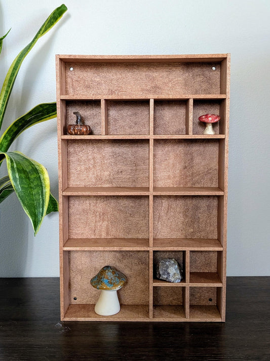 Shadow Box Wooden Display Shelf - Wall Cubby Shelf - Multiple Compartment Sizes - #4 - Trinket Shelf - Curio Cabinet