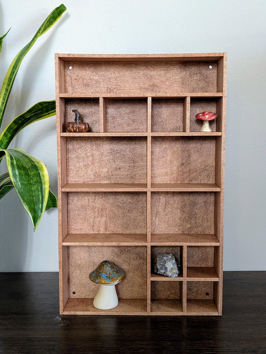 Shadow Box Wooden Display Shelf - Wall Cubby Shelf - Multiple Compartment Sizes - #4 - Trinket Shelf - Curio Cabinet