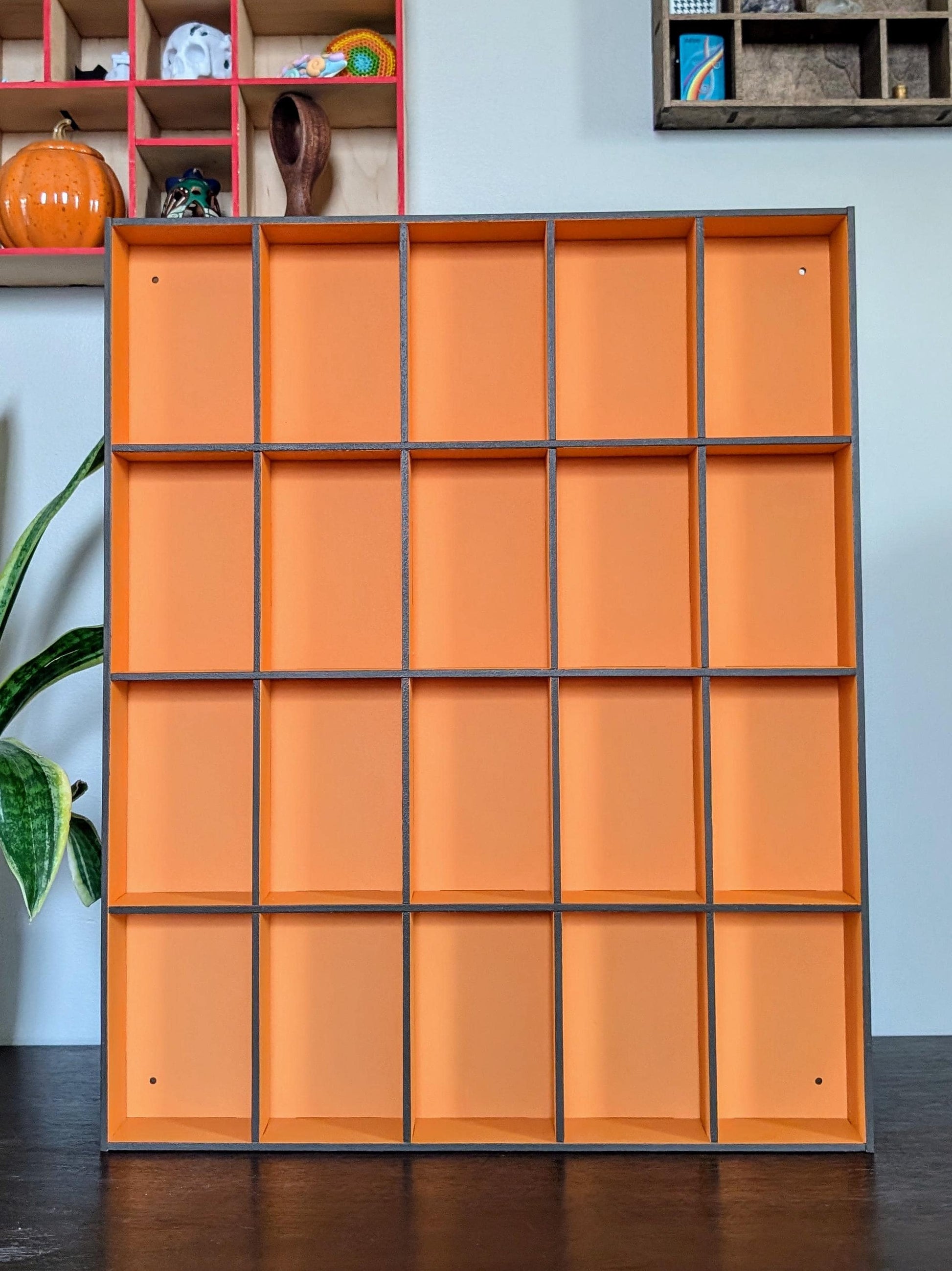 20 Compartment Wooden Display Shelf - 3.5x5.5 - Trinket Shelf - Curio Cabinet