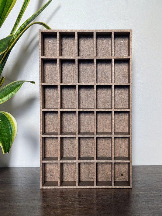 30 Compartment Wooden Display Shelf - 2.25x1.5 - Trinket Shelf - Curio Cabinet