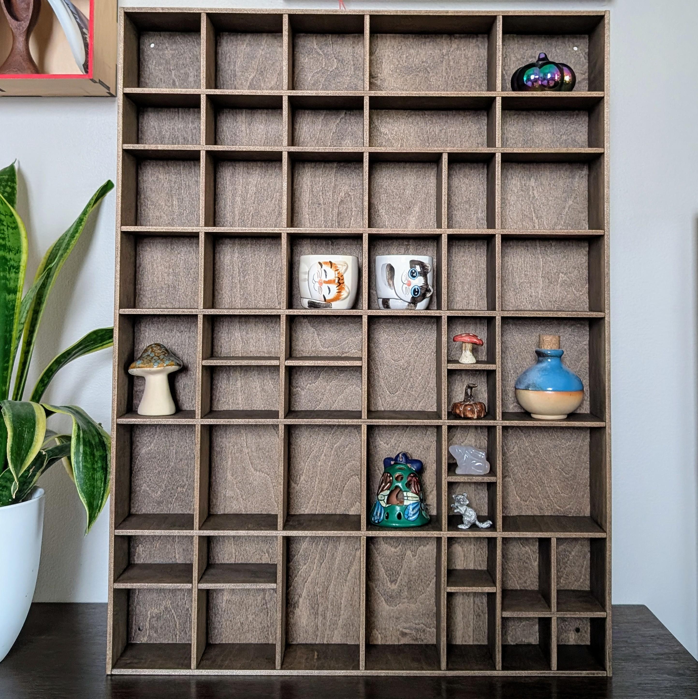 Shadow Box Wooden Display Shelf - Wall Cubby Shelf - Multiple Compartm ...