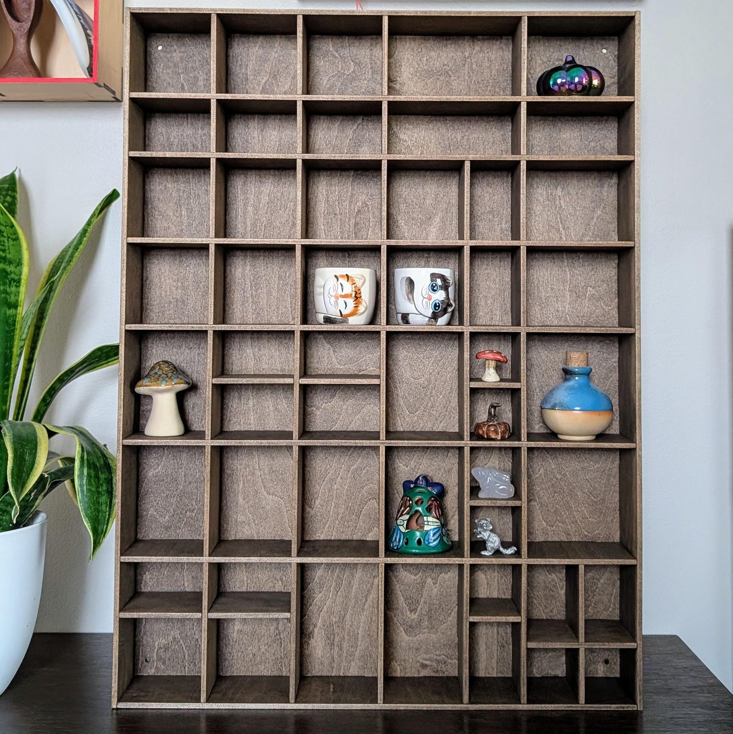 Shadow Box Wooden Display Shelf - Wall Cubby Shelf - Multiple Compartment Sizes - #2 - Trinket Shelf - Curio Cabinet