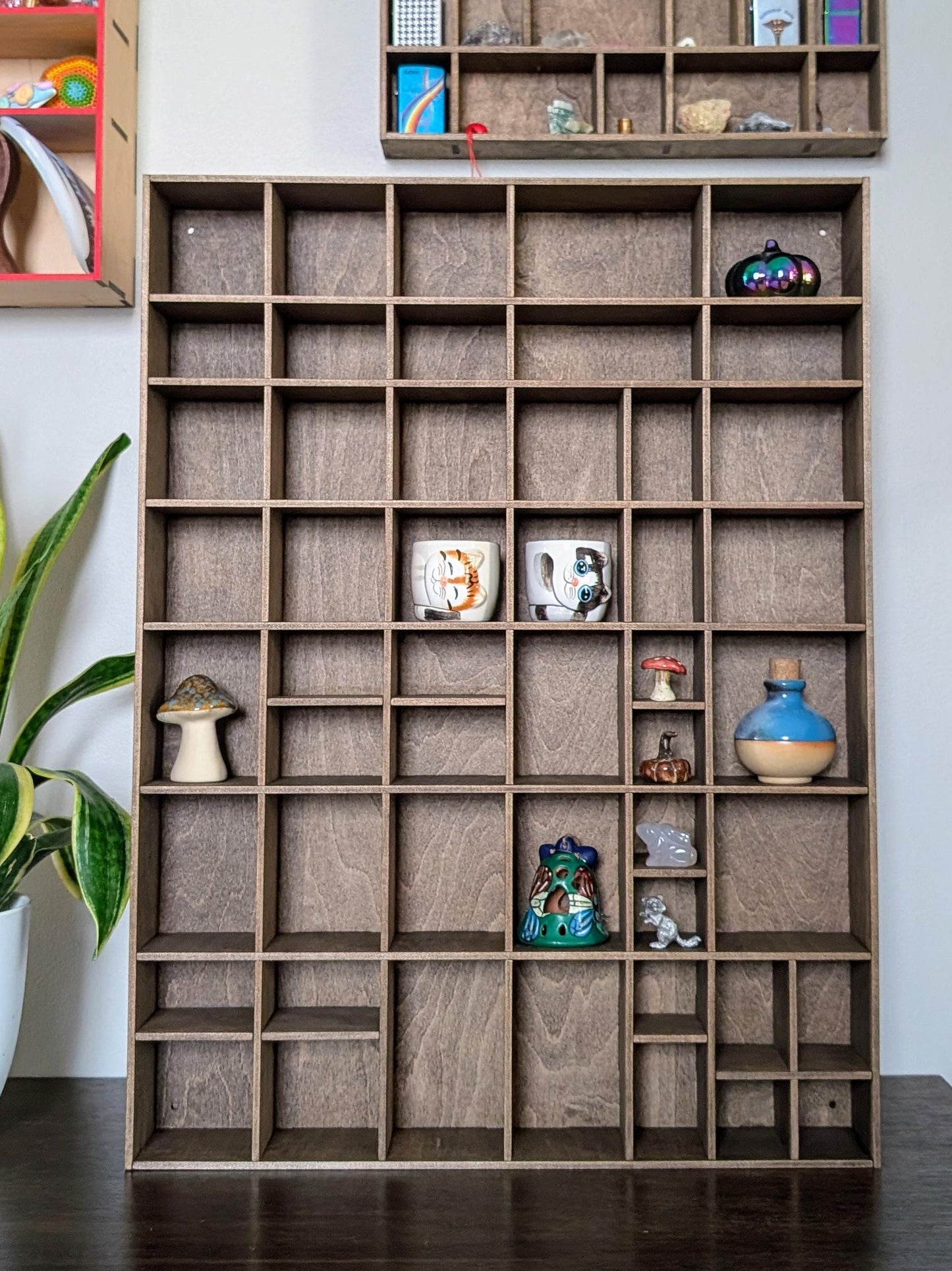 Shadow Box Wooden Display Shelf - Wall Cubby Shelf - Multiple Compartment Sizes - #2 - Trinket Shelf - Curio Cabinet