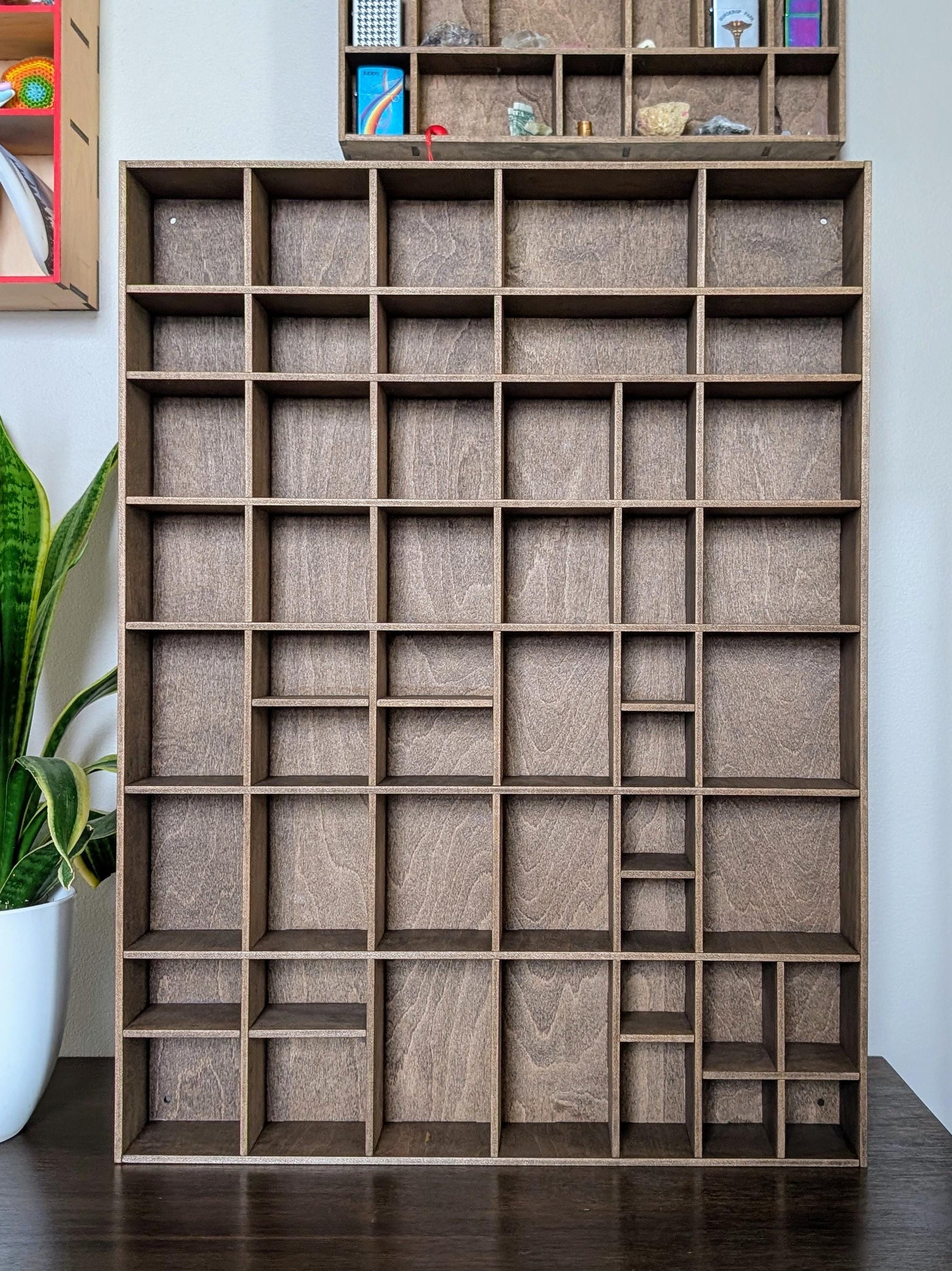 Shadow Box Wooden Display Shelf - Wall Cubby Shelf - Multiple Compartment Sizes - #2 - Trinket Shelf - Curio Cabinet