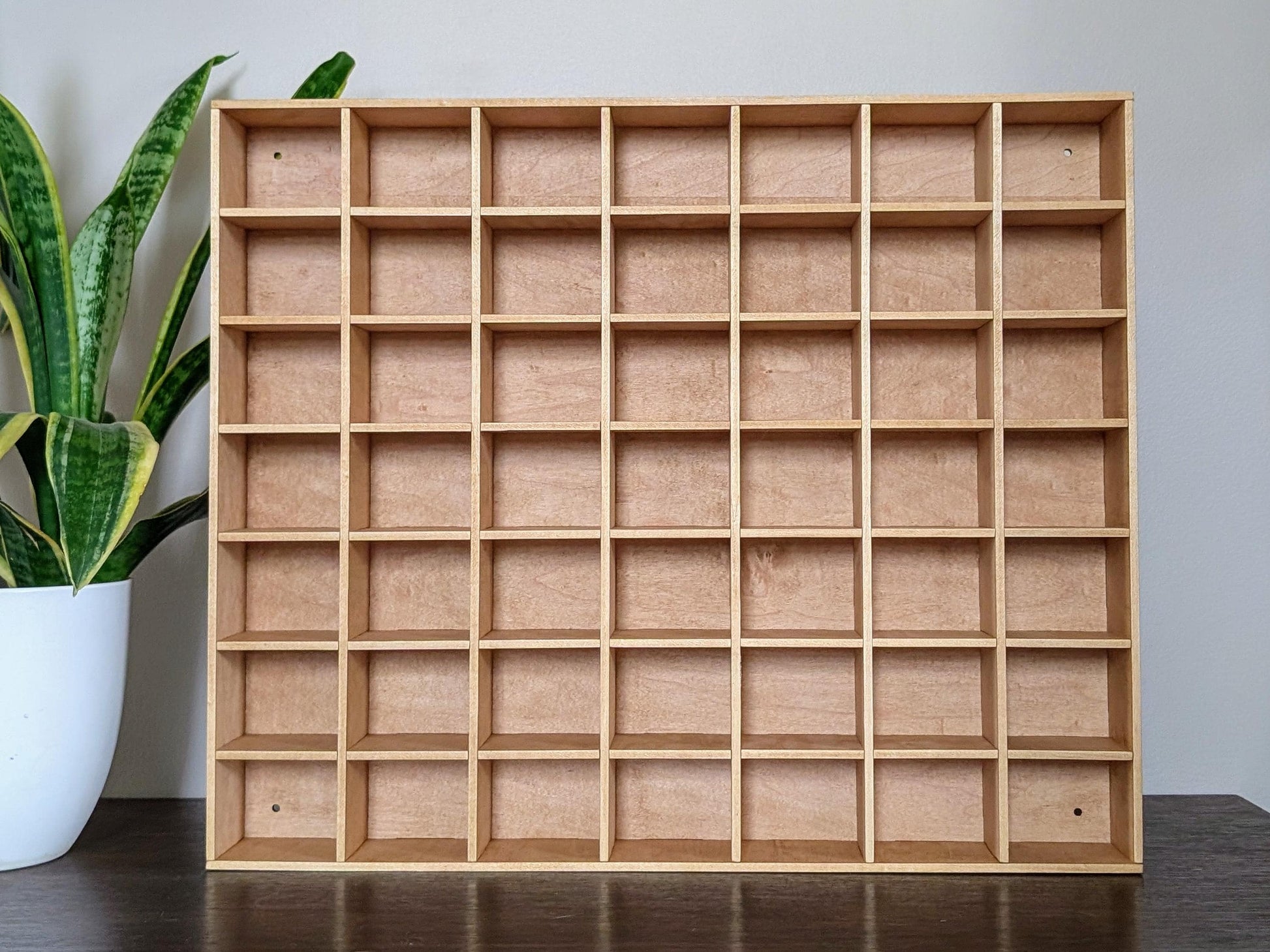49 Compartment Wooden Display Shelf - 2.75x2.25 - Trinket Shelf - Curio Cabinet