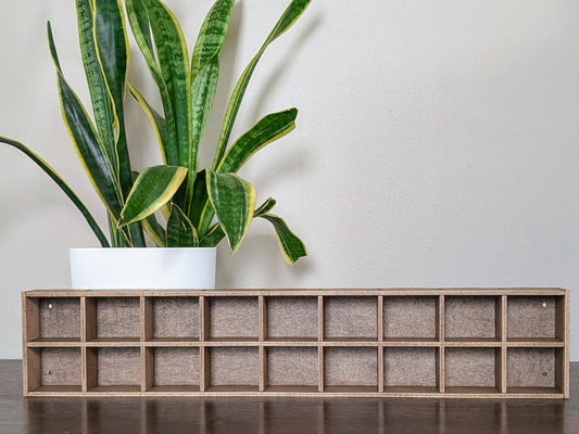 18 Compartment Wooden Display Shelf - 5cmx6cm - Trinket Shelf - Curio Cabinet