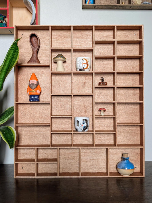 Shadow Box Wooden Display Shelf - Wall Cubby Shelf - Multiple Compartment Sizes - #45 - Trinket Shelf - Curio Cabinet