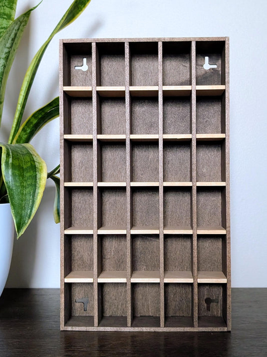 DISCOUNTED 30 Compartment Wooden Display Shelf - 2.25x1.5 - Trinket Shelf - Curio Cabinet