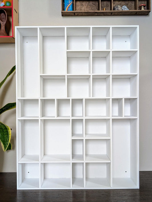Shadow Box Wooden Display Shelf - Wall Cubby Shelf - Multiple Compartment Sizes - #51a - Trinket Shelf - Curio Cabinet