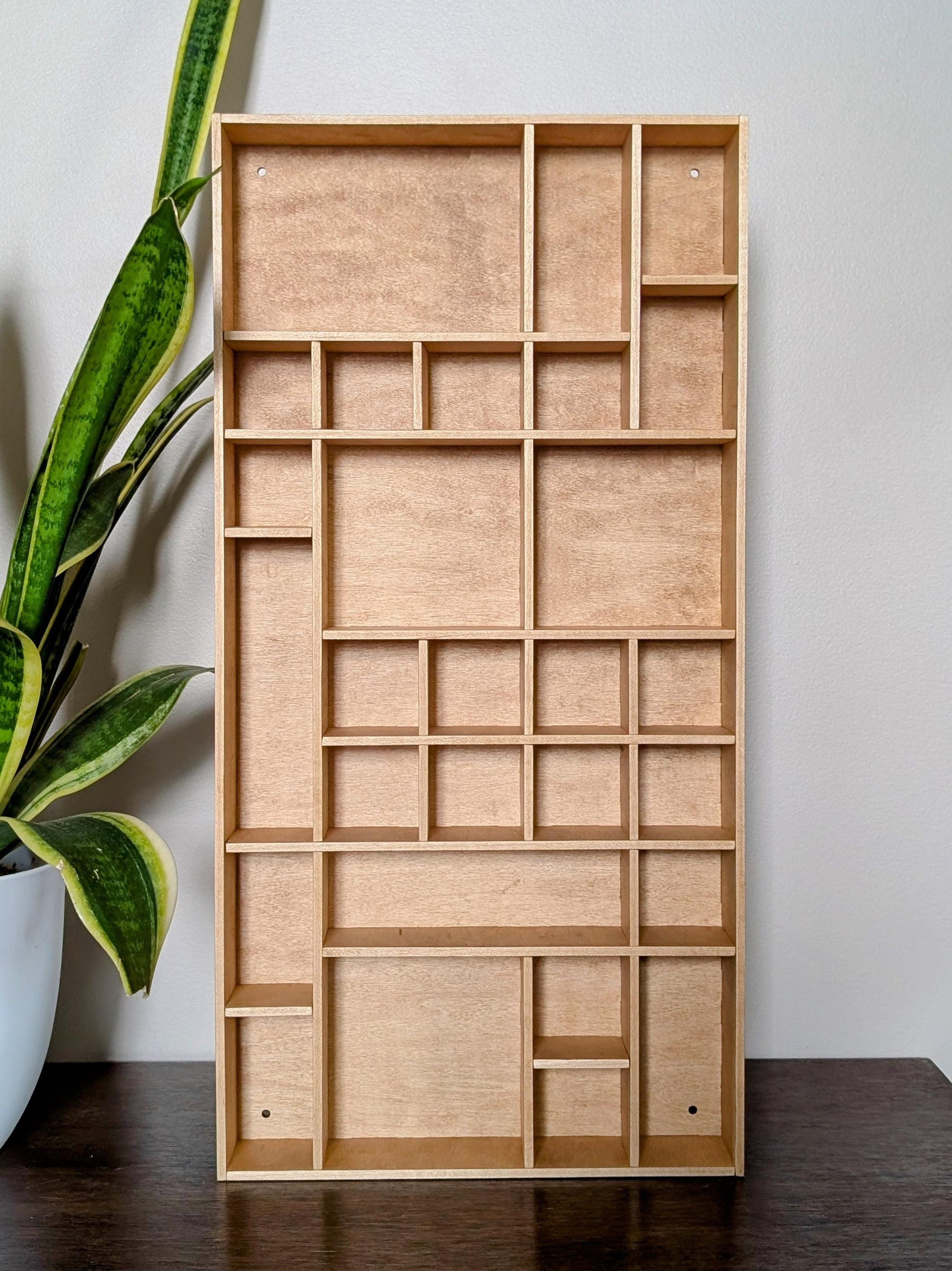 Shadow Box Wooden Display Shelf - Wall Cubby Shelf - Multiple Compartment Sizes - #37 - Trinket Shelf - Curio Cabinet