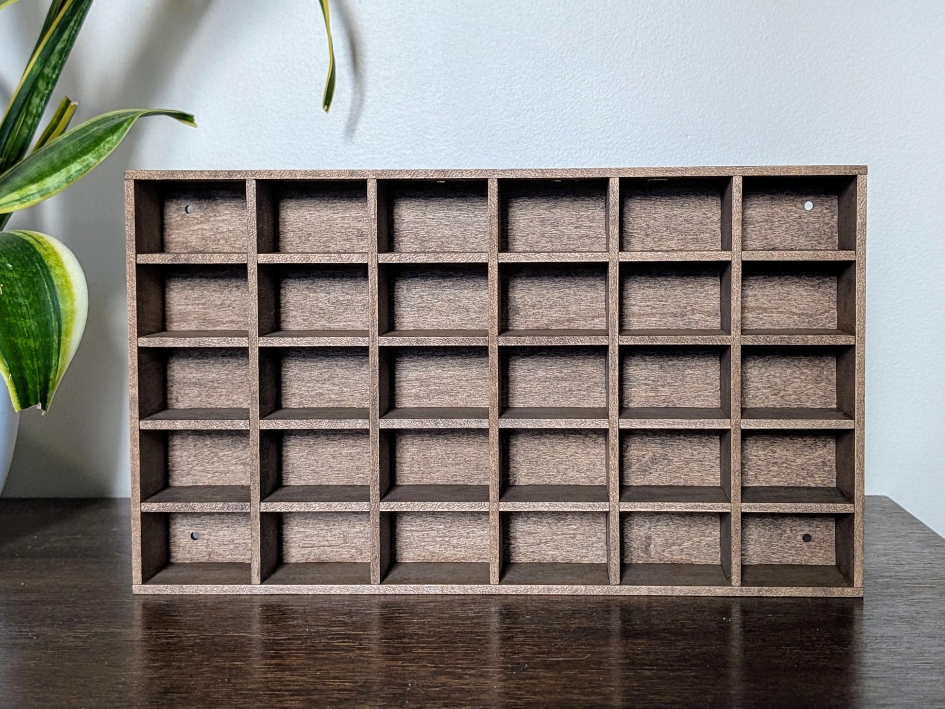 30 Compartment Wooden Display Shelf - 2.25x1.5 - Trinket Shelf - Curio Cabinet
