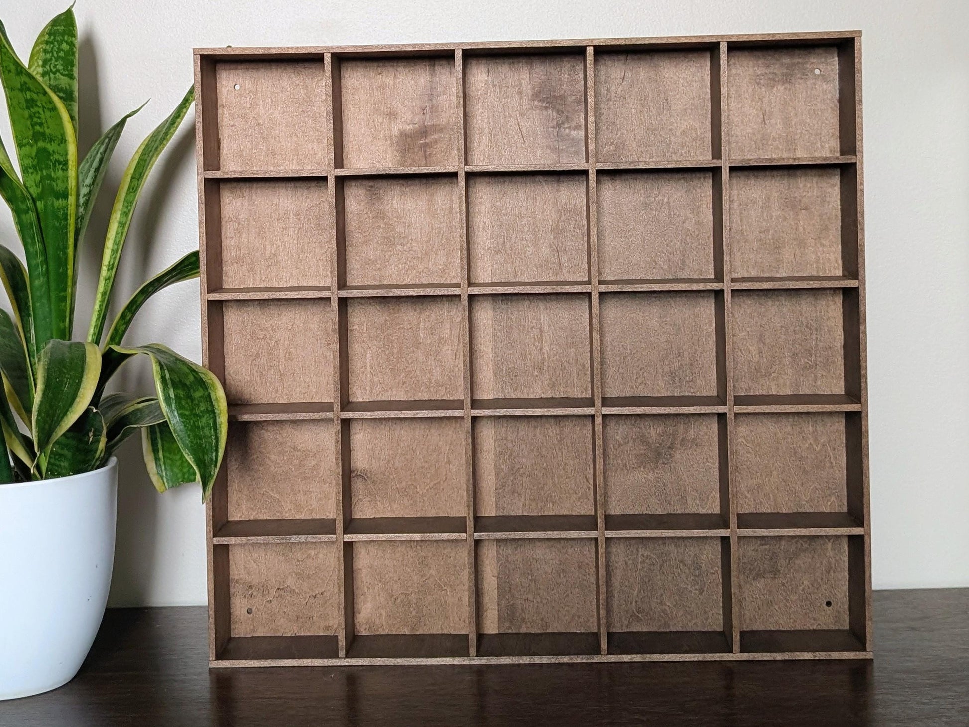 25 Compartment Wooden Display Shelf - 3.75x4 - Trinket Shelf - Curio Cabinet