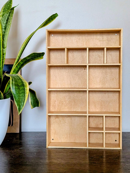 Shadow Box Wooden Display Shelf - Wall Cubby Shelf - Multiple Compartment Sizes - #4 - Trinket Shelf - Curio Cabinet