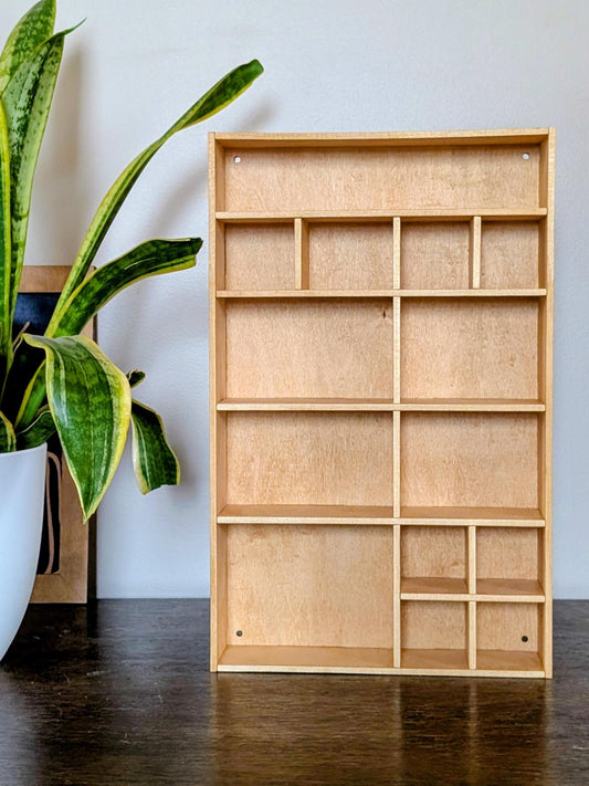 Shadow Box Wooden Display Shelf - Wall Cubby Shelf - Multiple Compartment Sizes - #4 - Trinket Shelf - Curio Cabinet