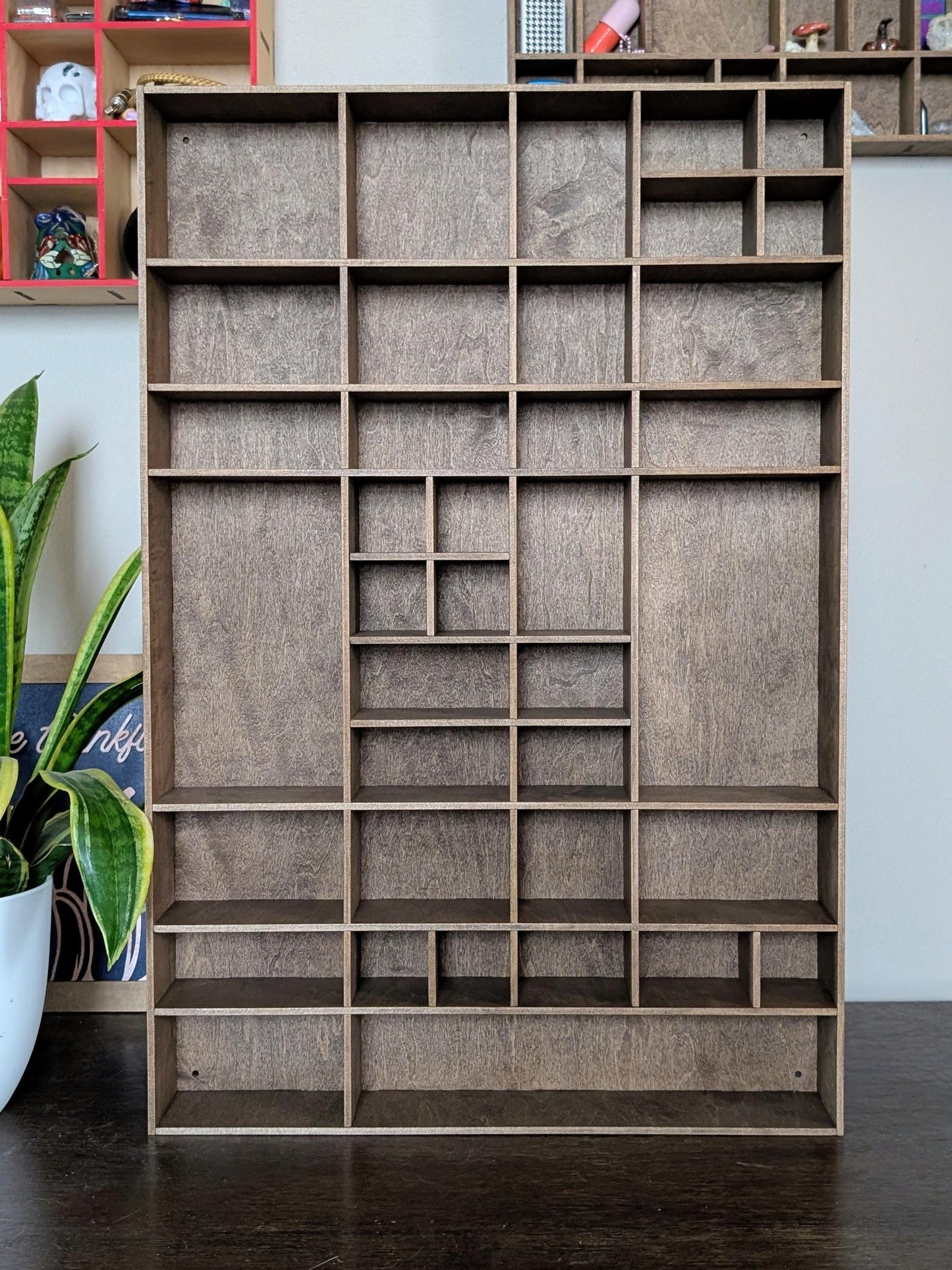 Shadow Box Wooden Display Shelf - Wall Cubby Shelf - Multiple Compartment Sizes - #28 - Trinket Shelf - Curio Cabinet