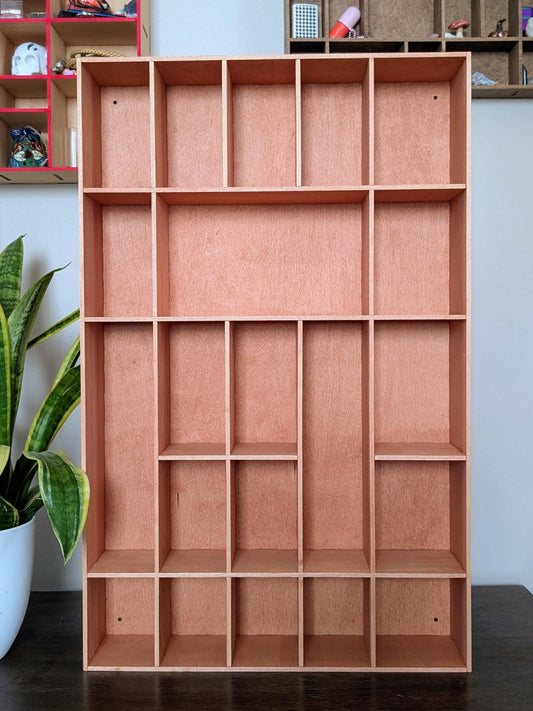 Shadow Box Wooden Display Shelf - Wall Cubby Shelf - Multiple Compartment Sizes - #55b - Trinket Shelf - Curio Cabinet