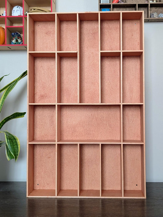 Shadow Box Wooden Display Shelf - Wall Cubby Shelf - Multiple Compartment Sizes - #55a - Trinket Shelf - Curio Cabinet